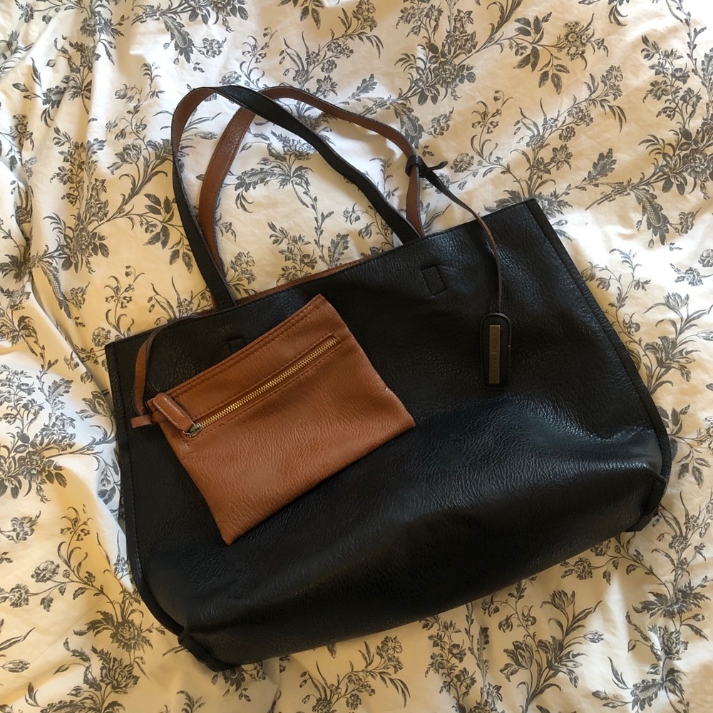 Reversible Tote Bag w attached mini pouch